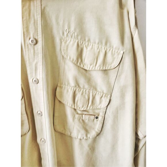 Men’s Vintage Orvis Pale Yellow Fishing Shirt Size Extra Large - Picture 5 of 5